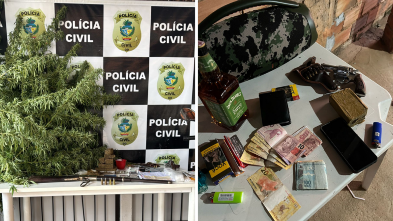 ‘Cerco Fechado’: PCGO desarticula associação criminosa de tráfico em Santa Bárbara e apreende drogas, carros e armas