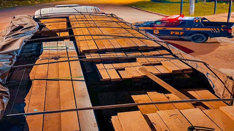 No Amazonas, carga ilegal de madeira é apreendida pela PRF