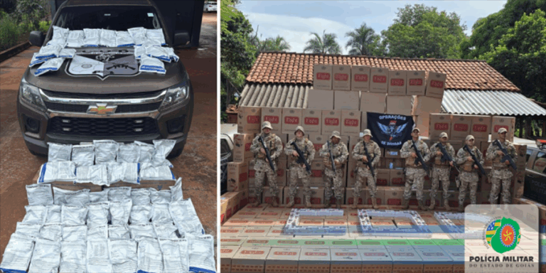 PMGO COD – apreende carga de agrotóxicos e milhares de cigarros contrabandeados do Paraguai