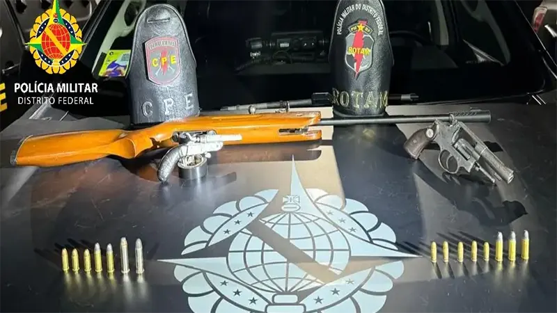 PMDF prende dois foragidos da Justiça com armas de fogo em Águas Lindas (GO)