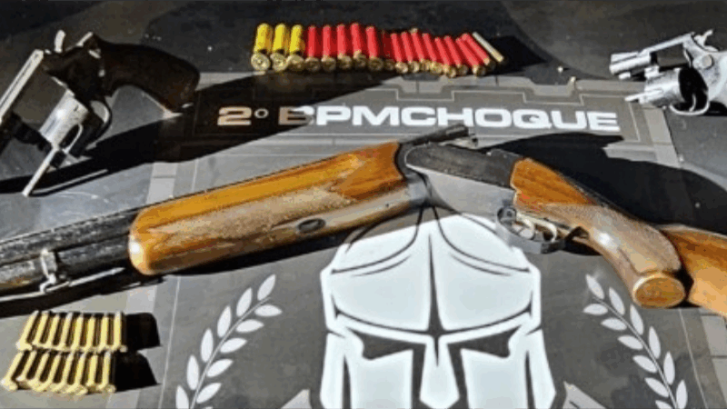 PMGO 2º BPM choque apreende apreende armas de fogo e recaptura foragido