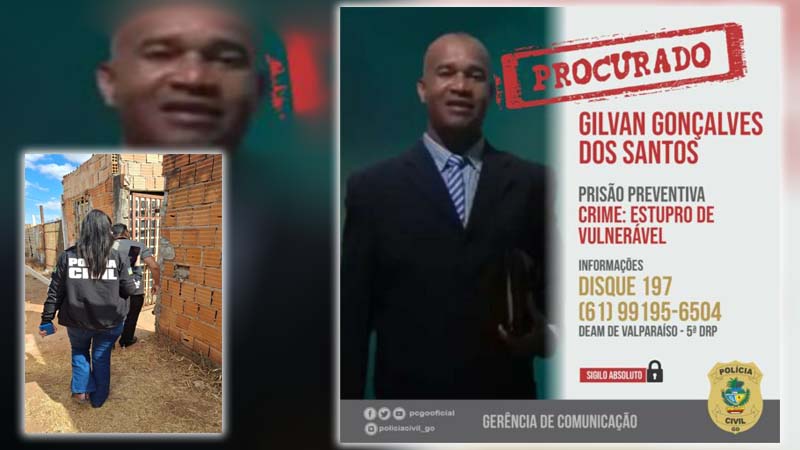 Polícia Civil GO, cumpre busca e apreensão e procura por líder religioso suspeito de estupro contra adolescente em Valparaíso