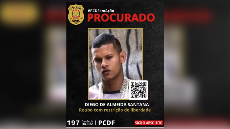 Sequestro relâmpago na Asa Norte: polícia divulga imagem de um dos suspeitos; homem está foragido
