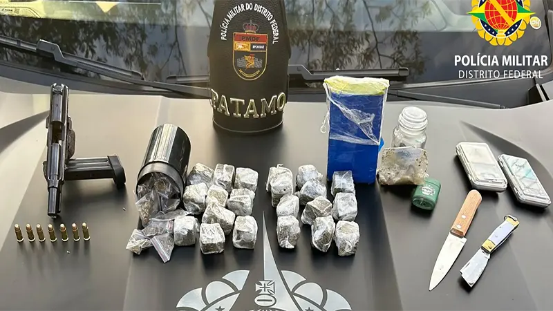 PMDF prende dois indivíduos por tráfico de drogas e porte ilegal de arma de fogo em Samambaia