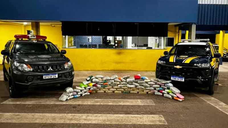 PRF em Rondônia apreende quase 69 kg de drogas em caminhão em Pimenta Bueno