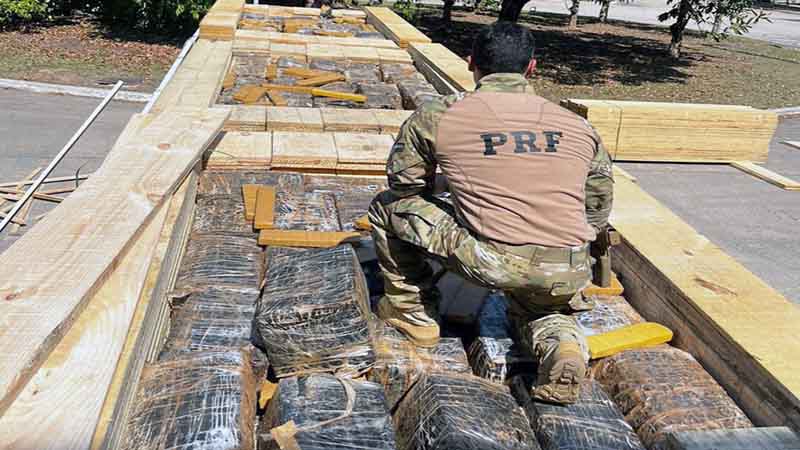 PRF apreende mais de três toneladas de maconha em carga de madeira no RJ