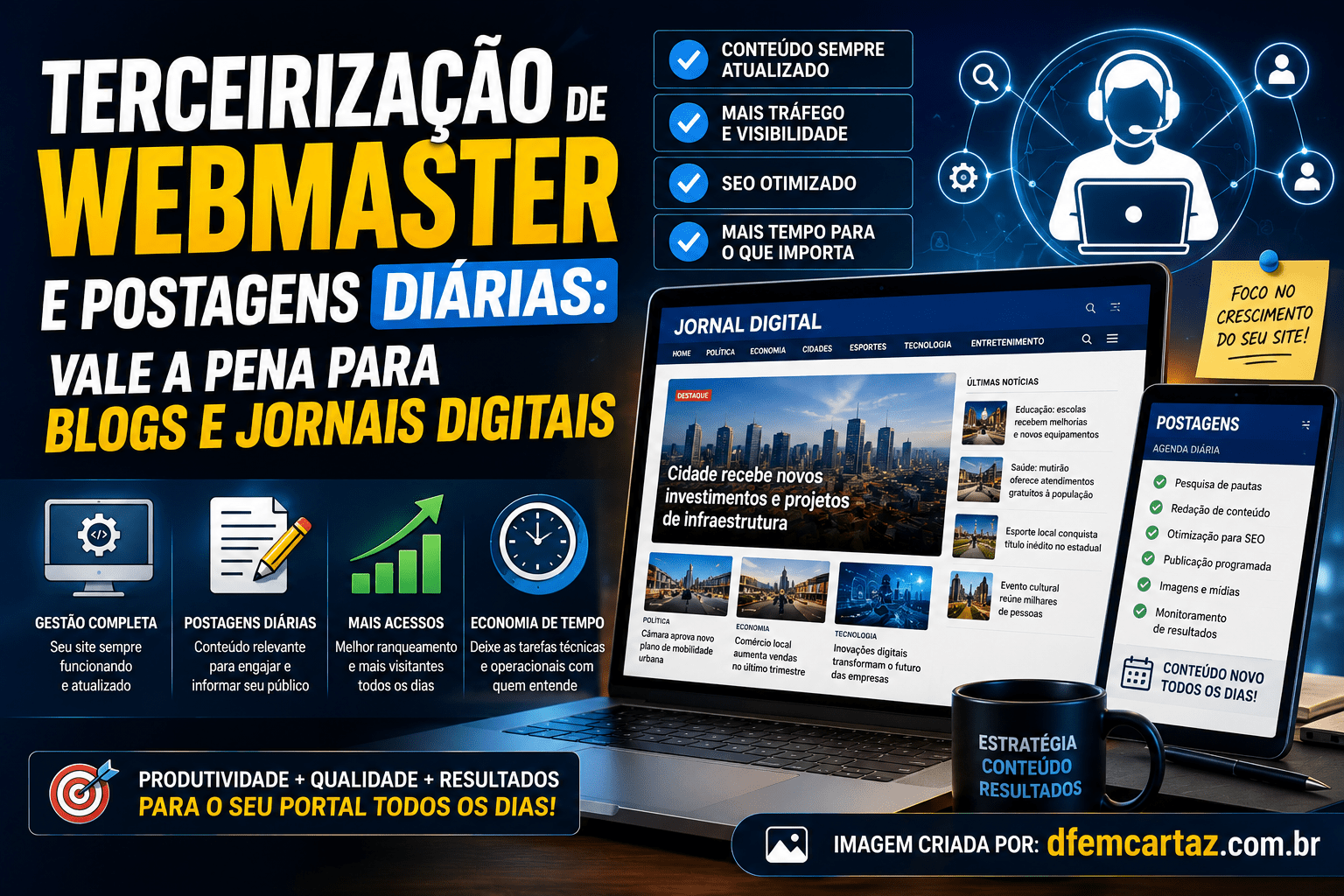 Terceirização de Webmaster e Postagens Diárias: Vale a Pena para Blogs e Jornais Digitais?