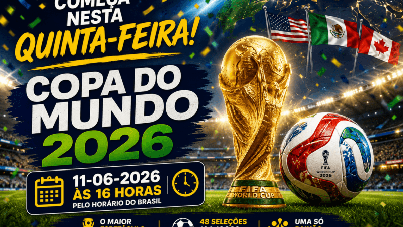 Começa nesta quinta-feira a Copa do Mundo – 11-06-2026 as 16 horas pelo horário do Brasil