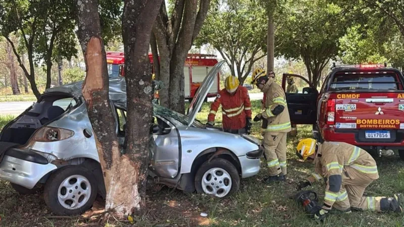 Motorista morre ao bater carro em árvore na BR-020, no balão do Colorado