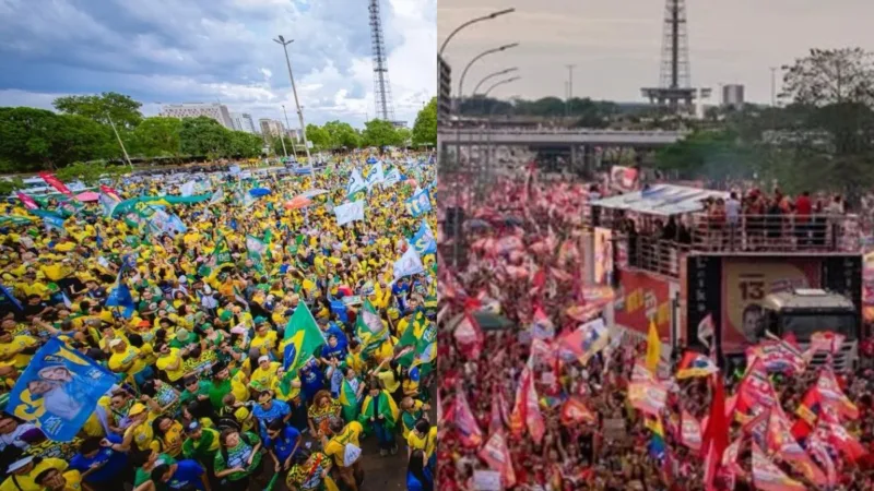 Imagens mostram multidões nos atos finais de direita e esquerda no DF