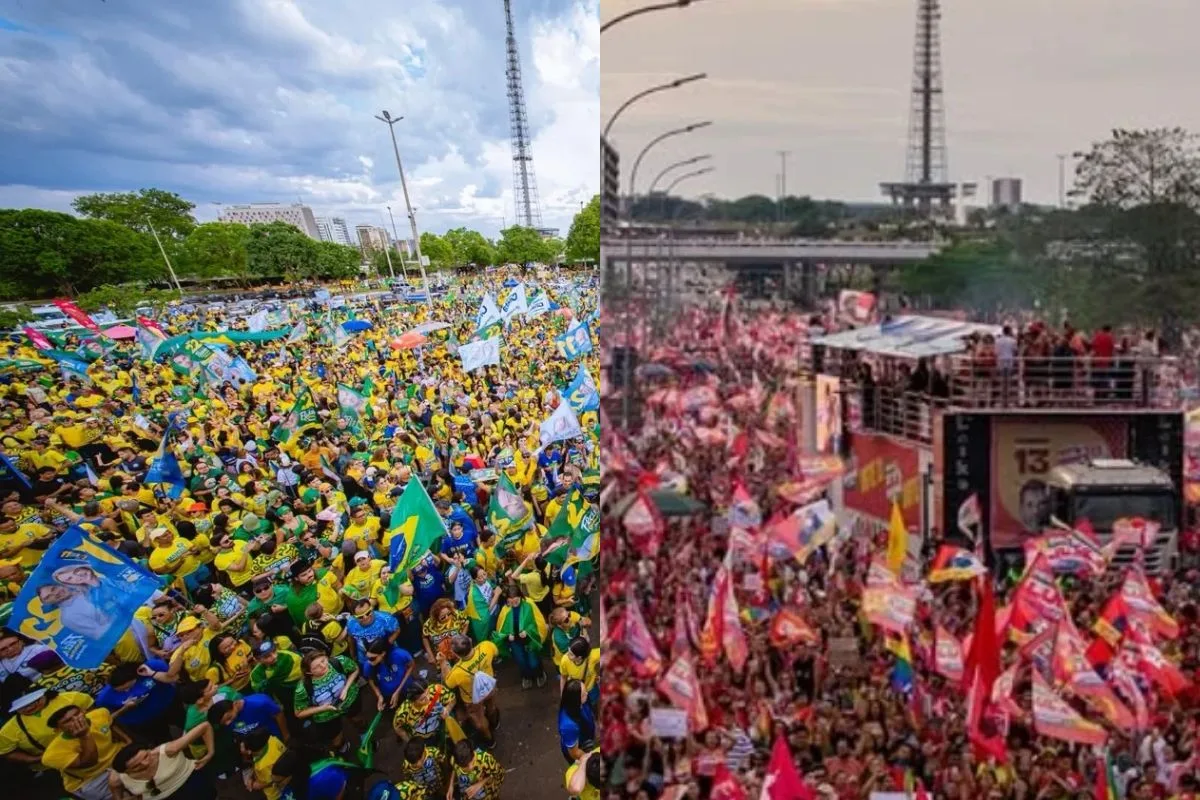 Imagens mostram multidões nos atos finais de direita e esquerda no DF