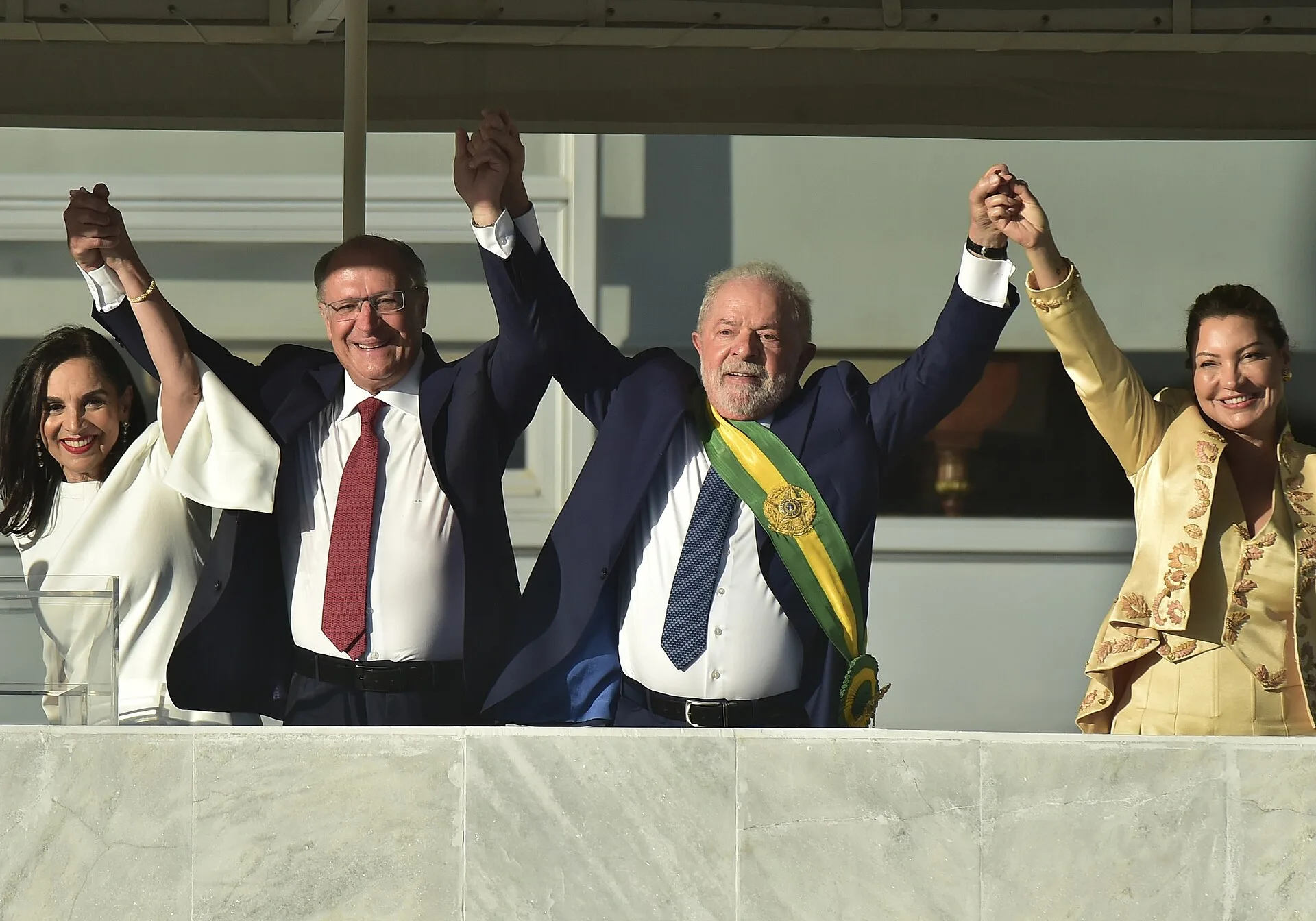 Lula, Janja e Geraldo Alckmin na cerimônia de posse em 2023