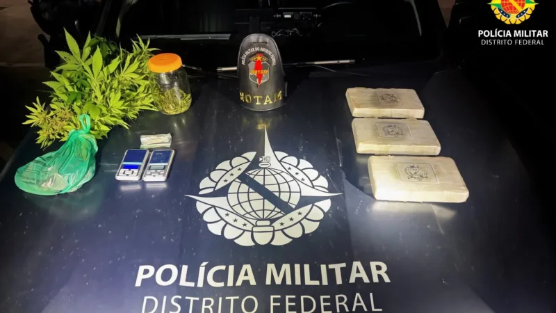 Ação conjunta entre PMDF e Polícia Penal prende três pessoas com cocaína e pés de maconha na Ceilândia