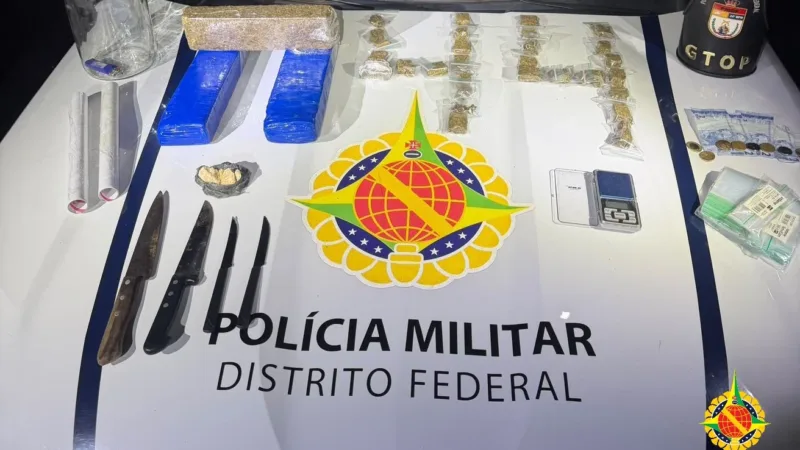 PMDF prende homem por tráfico e apreende drogas, balança e facas no Varjão