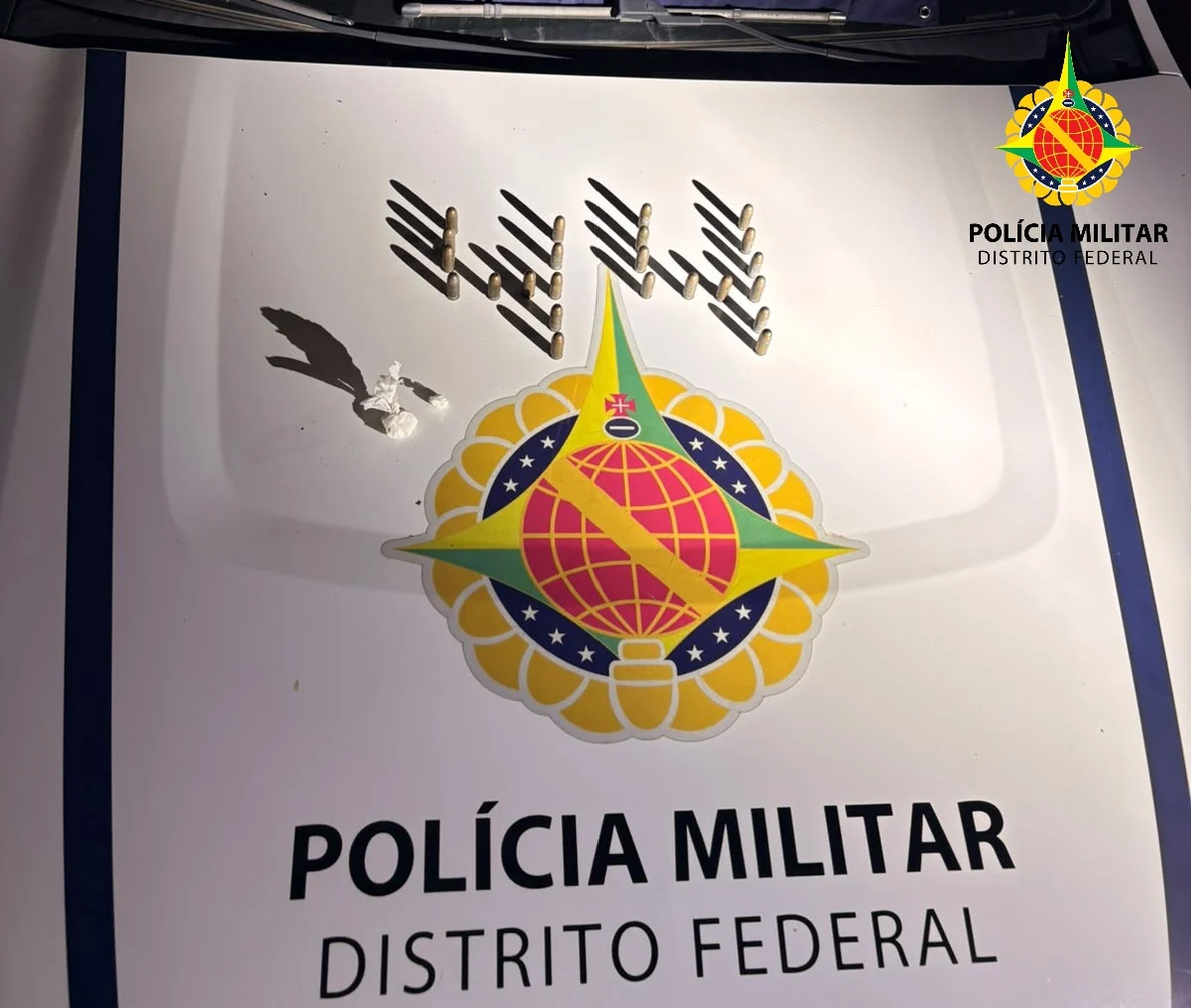 PMDF apreende 23 munições calibre .45 e drogas no Varjão do Torto; suspeitos fugiram pela mata