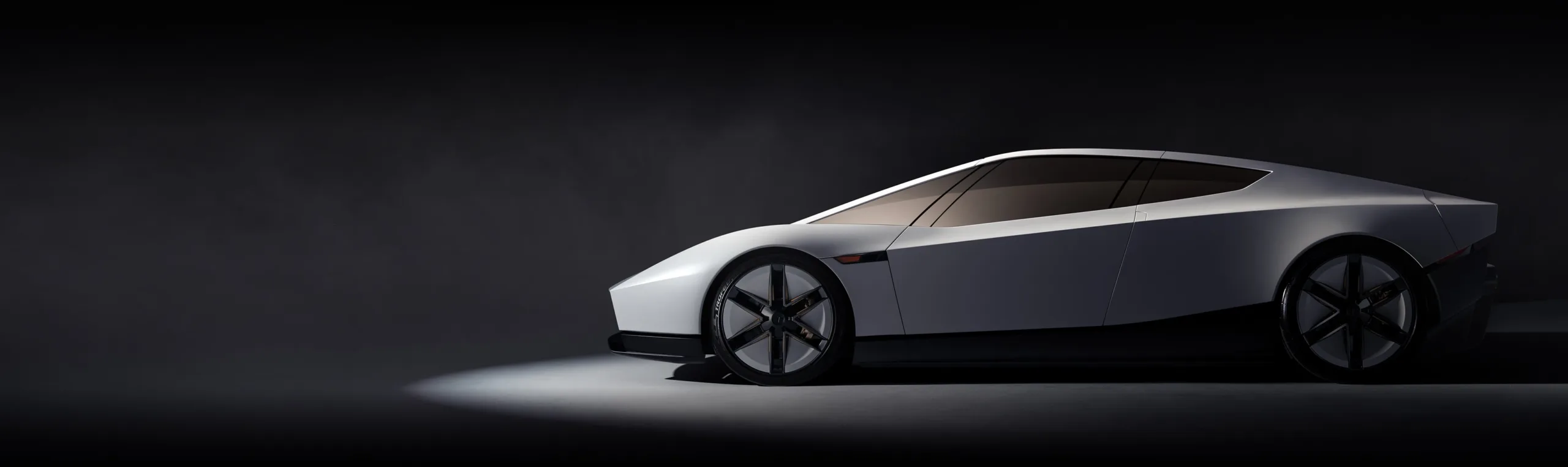 Perfil lateral do Tesla Roadster, baixo e com teto de vidro