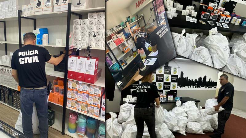 PCGO apreende mais de 3 mil produtos eletrônicos falsificados em loja do Setor Campinas, em Goiânia